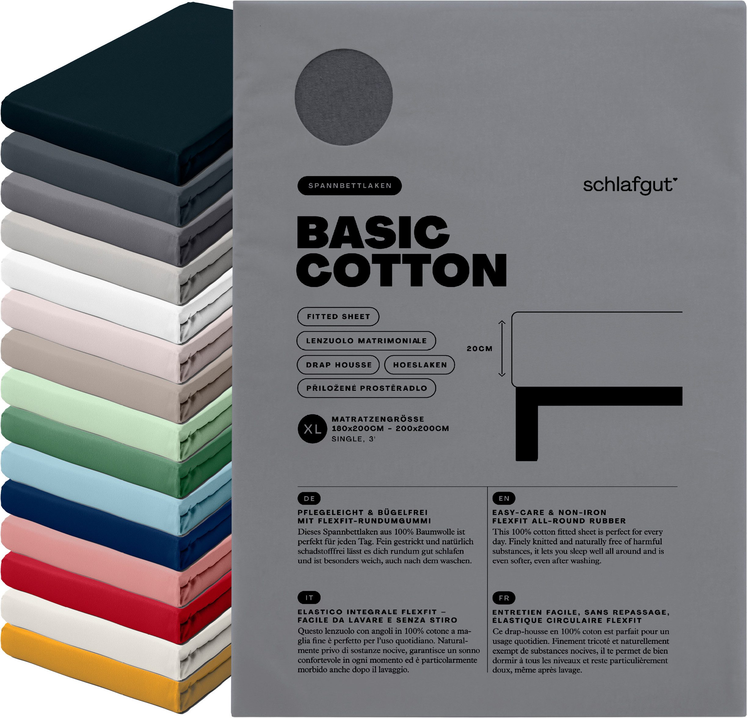Schlafgut Spannbettlaken Basic Cotton Bettlaken, 160 g/m², 100% Baumwolle, günstig online kaufen