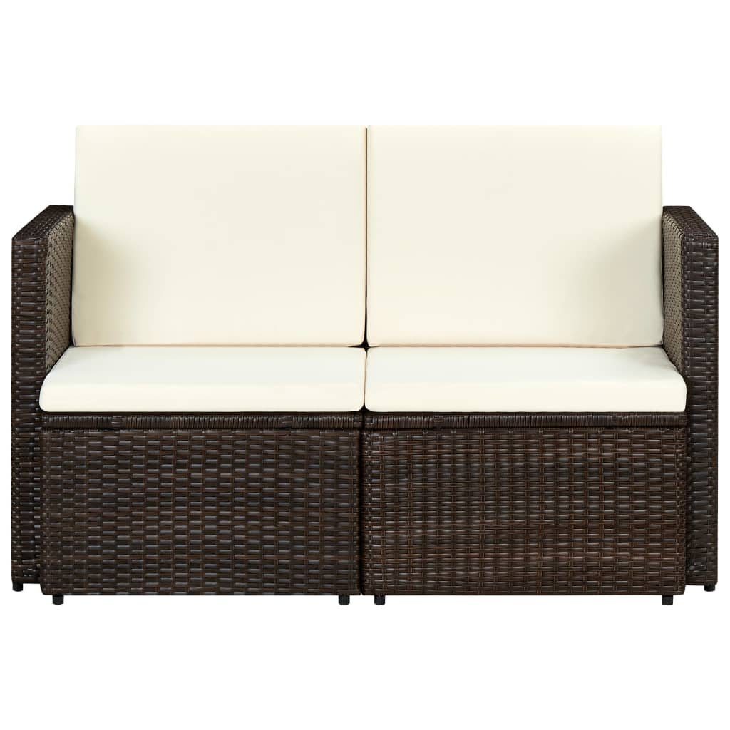 vidaXL Loungesofa 2-Sitzer-Gartensofa mit Auflagen Teile 1 Rattan, Poly Braun