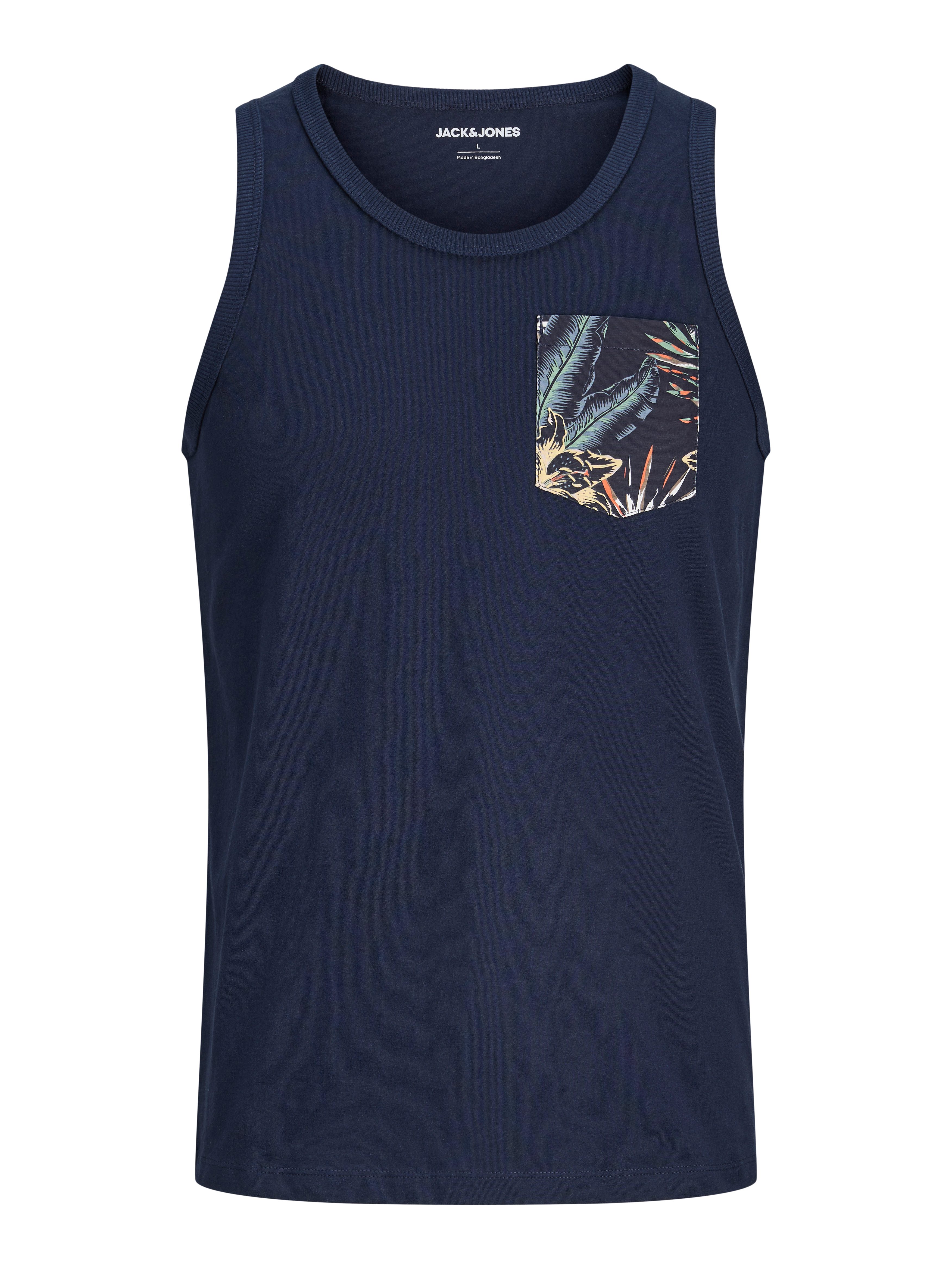 Jack & Jones Junior Muscleshirt JJHONOLULU POCKET AOP TANKTOP SL JNR mit auffälliger Brusttasche