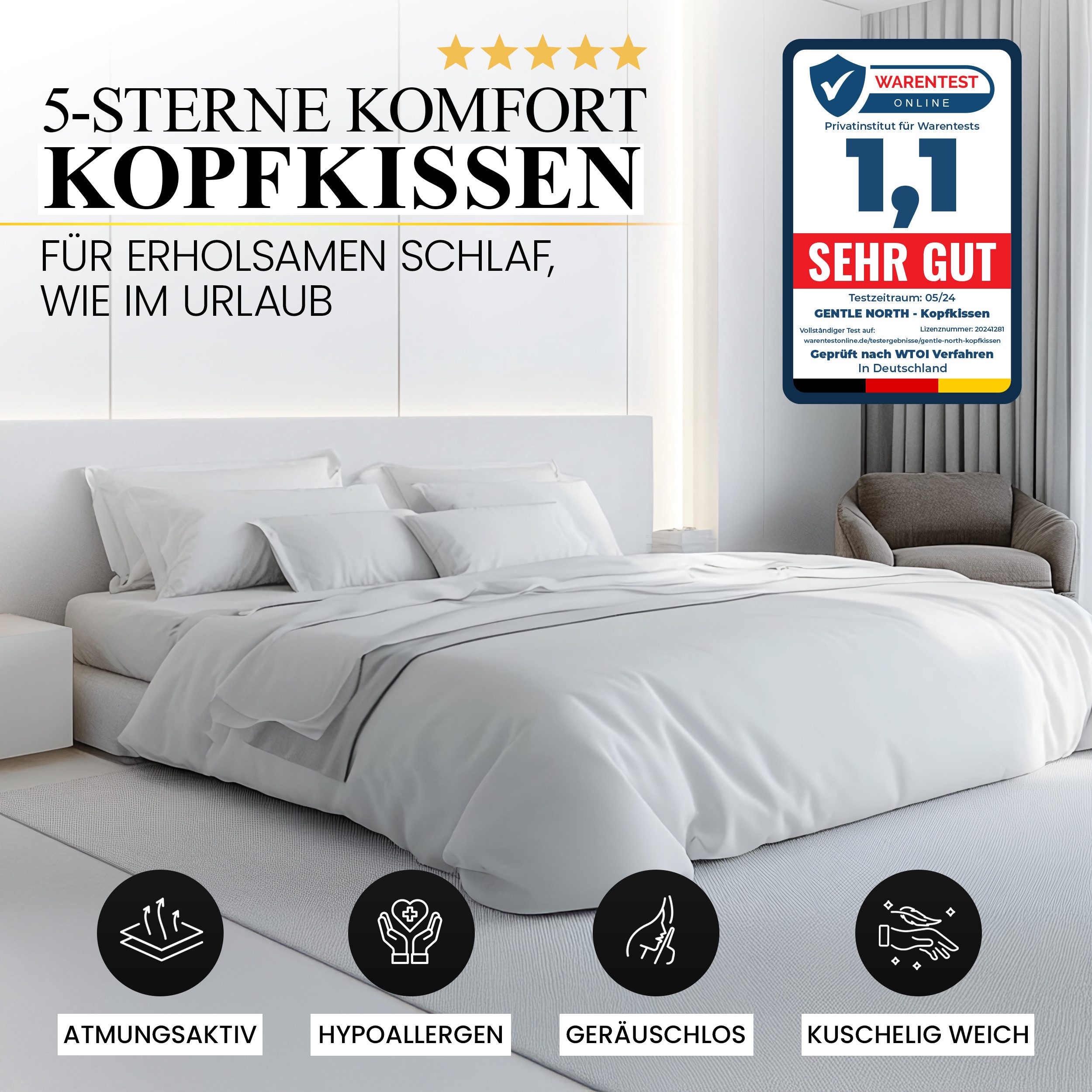 Gentle North Microfaserkissen Hochwertige Kopfkissen in günstig online kaufen