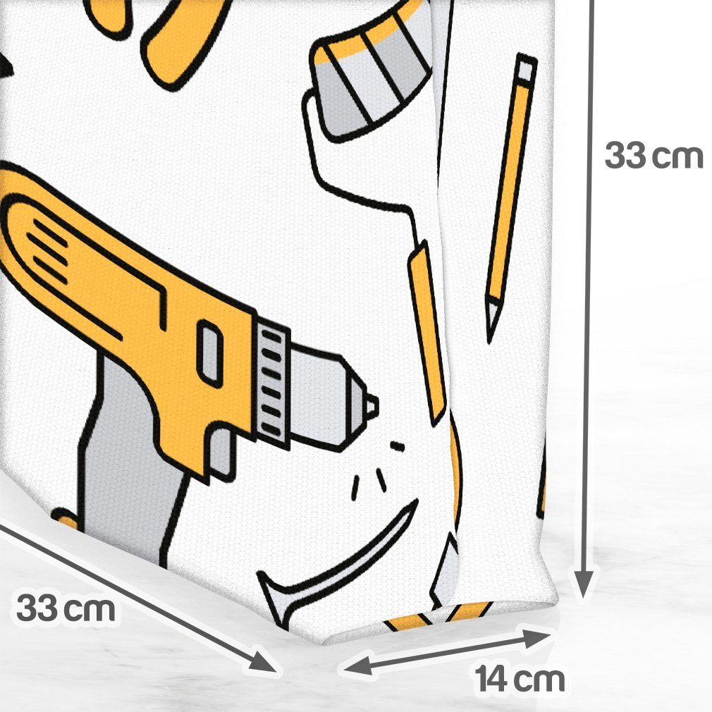 VOID Henkeltasche (1-tlg), Werkzeug Grafik Maßband Nagel Heimwerker Zange bau Hammer Säge Muster
