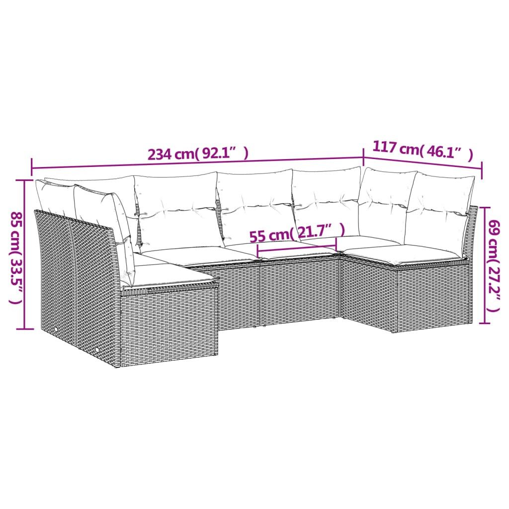 vidaXL Gartenlounge-Set 6-tlg. Garten-Sofagarnitur mit Kissen günstig online kaufen