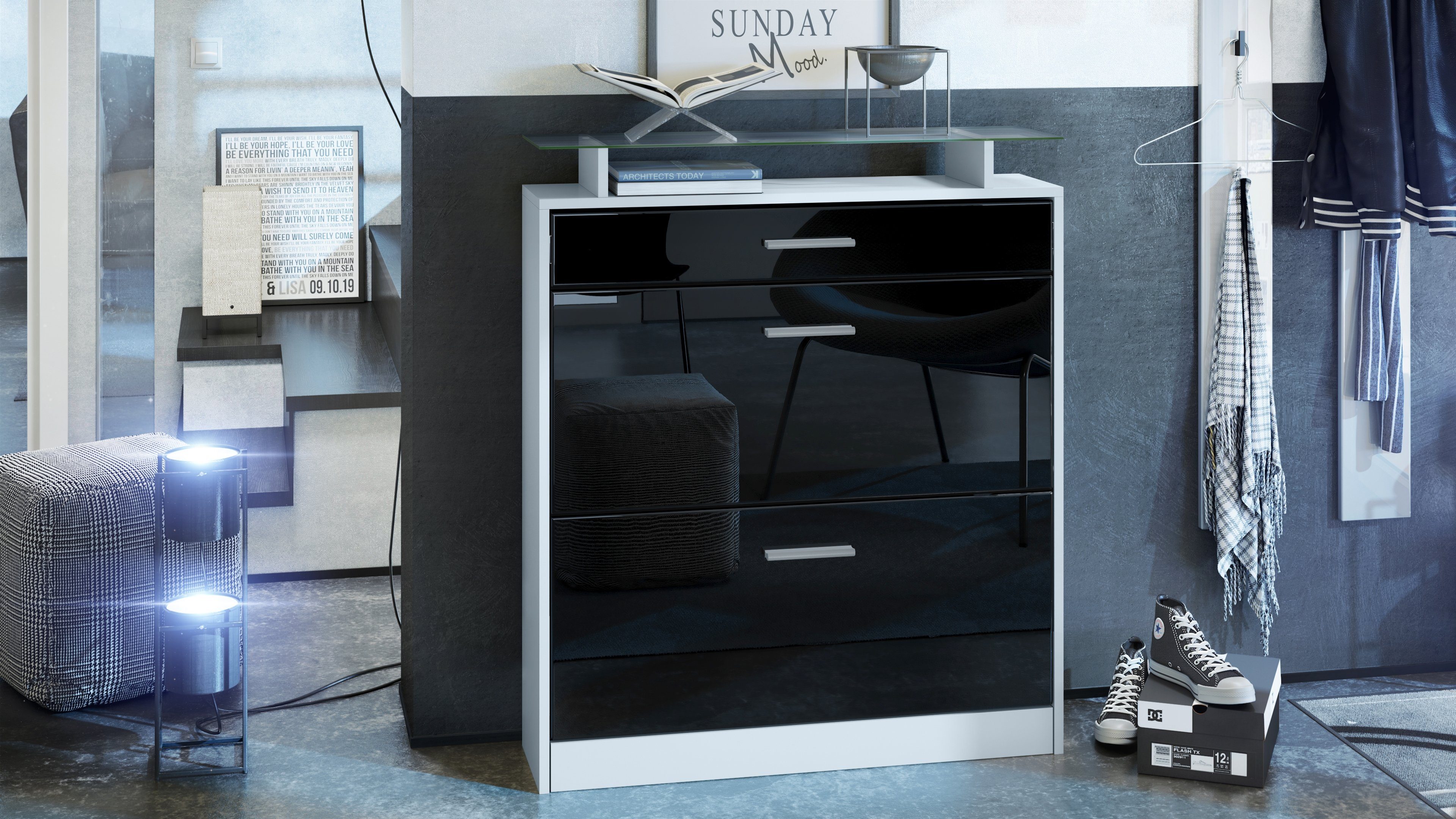 Vladon Schuhschrank Loret (hängender Schuhkipper für 16 Paar Schuhe, mit 2 günstig online kaufen