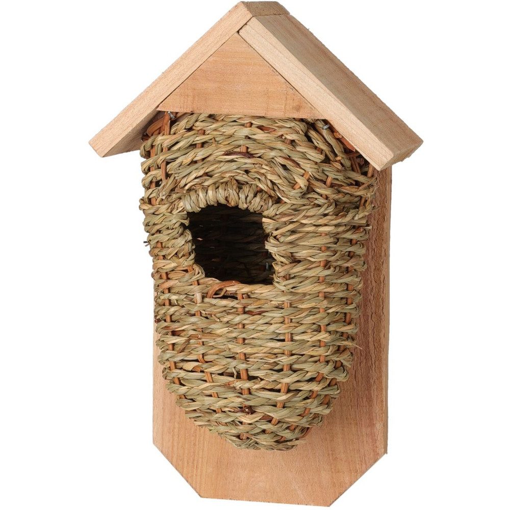 Koopmann Outdoor-Spielzeug Vogelhaus - aus Seegras und Holz - ca. 14,5 x 9,3 x 26 cm, Holz