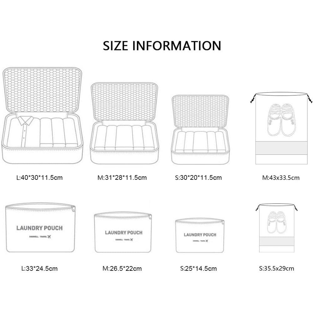 ALARA HOME Kofferorganizer Koffer Organizer, 8-in-1-Set Gepäck Organizer wasserdichte Reise
