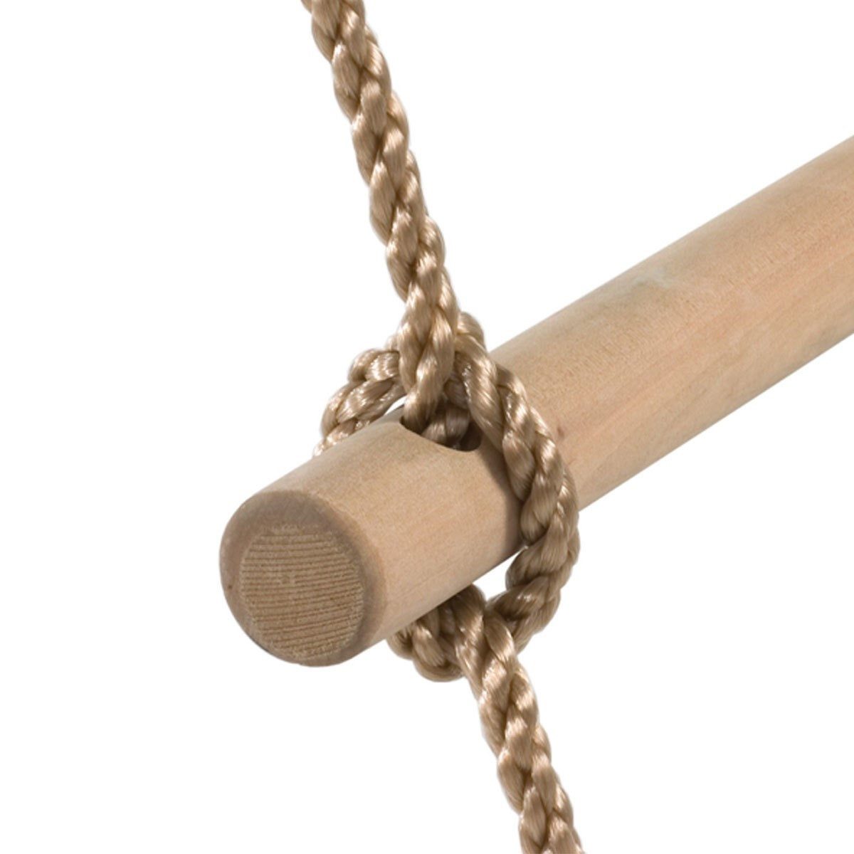 Loggyland Kletterseil Strickleiter 14 Holzsprossen 4,90 m lang Spielturm Schaukel, mit Metallringen zum Aufhängen und 14 Sprossen!