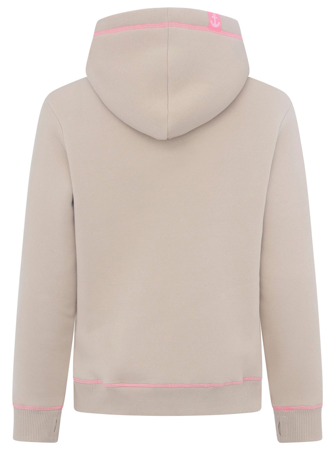 Zwillingsherz Hoodie "Glücklich am Strand" mit maritimer Stickerei, Kängurutaschen – Bild 4 von 5