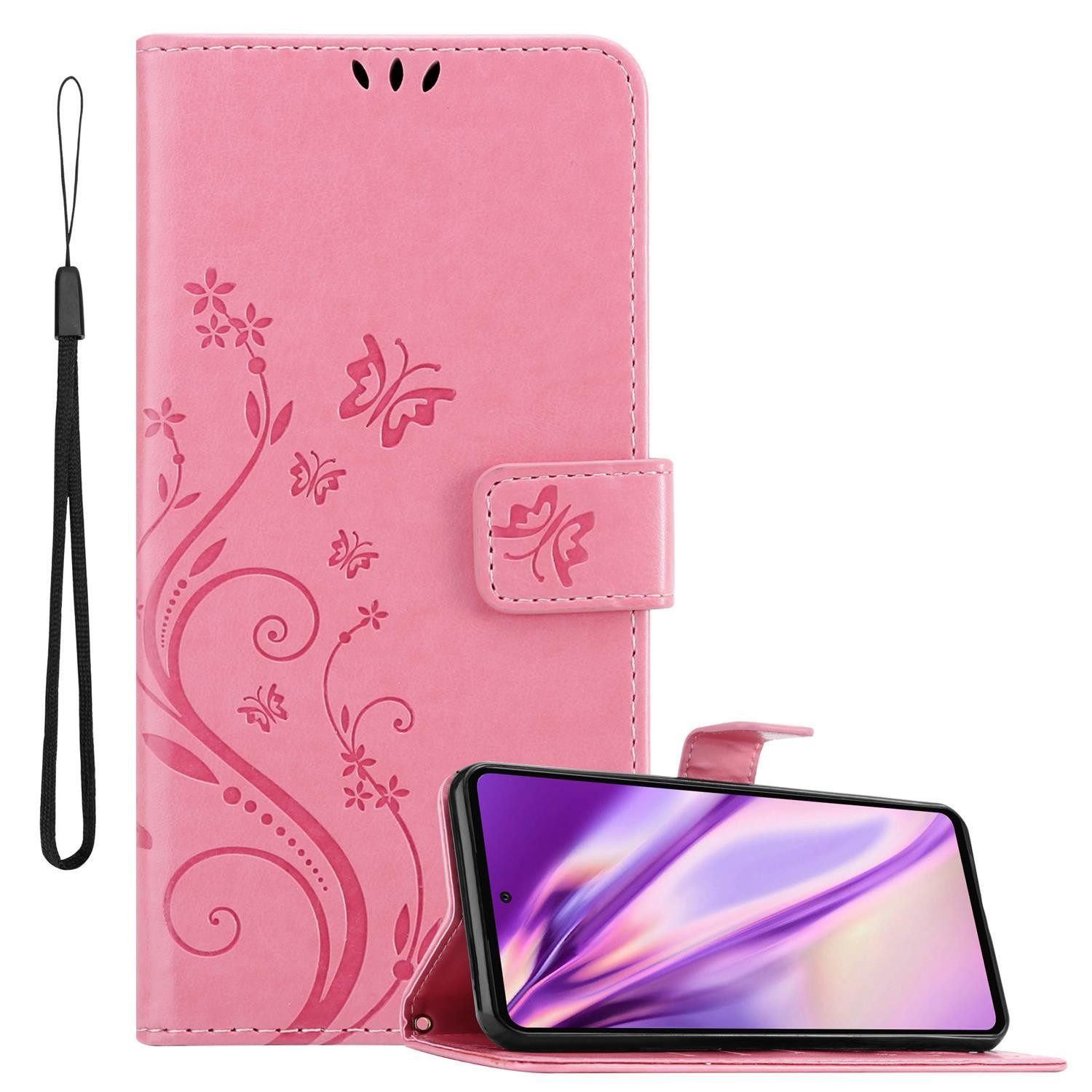 Cadorabo Handyhülle für Samsung Galaxy A72 4G / 5G Hülle Samsung Galaxy A72 4G / 5G, Hülle Schutzhülle Blumen Flower mit Standfunktion Kartenfach Magnet