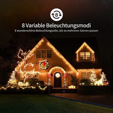 XIIW LED-Lichtervorhang »Eisregen Weihnachtsbeleuchtung LED Außen Dekolicht Lichtervorhang«, 200-flammig, 200/400/600LEDs Lichterkette Strom IP44 5m 10m 15m