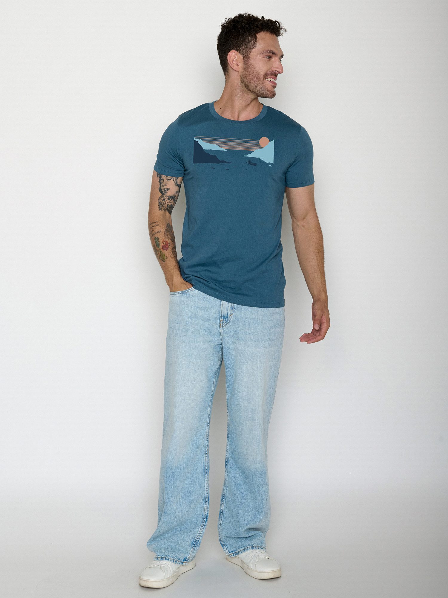 GreenBomb T-Shirt Guide Canoe Fjord (1-tlg., 1) klassischer Schnitt, tailliert, Rundhalsausschnitt, Bio-Baumwolle