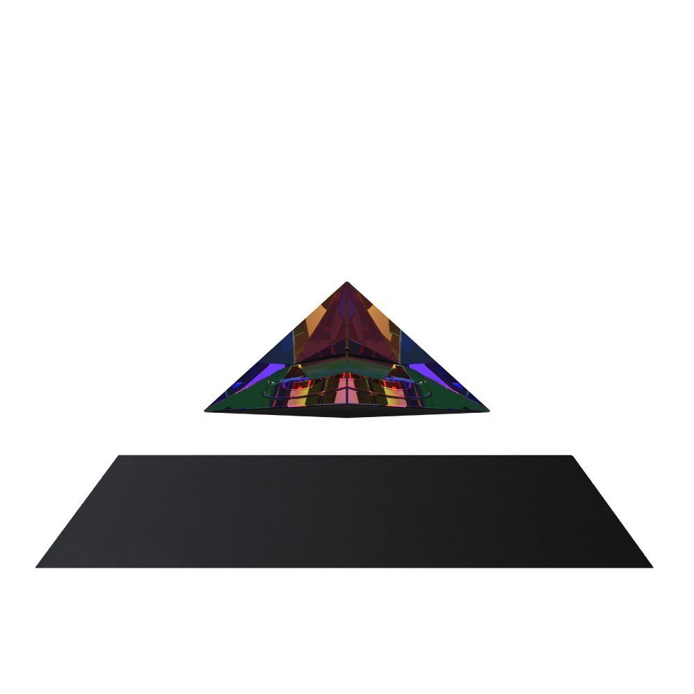 FLYTE Dekoobjekt Py, Py, Die schwebende Pyramide mit Induktionsbeleuchtung und Glas-Pyramide, Basis Schwarz, Pyramide Irisierend (in Regenbogenfarben schillernd) Basis Schwarz, Pyramide Kristall-Glas irisierend (in Regenbogenfarben schillernd)