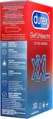 durex XXL-Kondome Gefühlsecht Extra Groß Packung, 10 St.