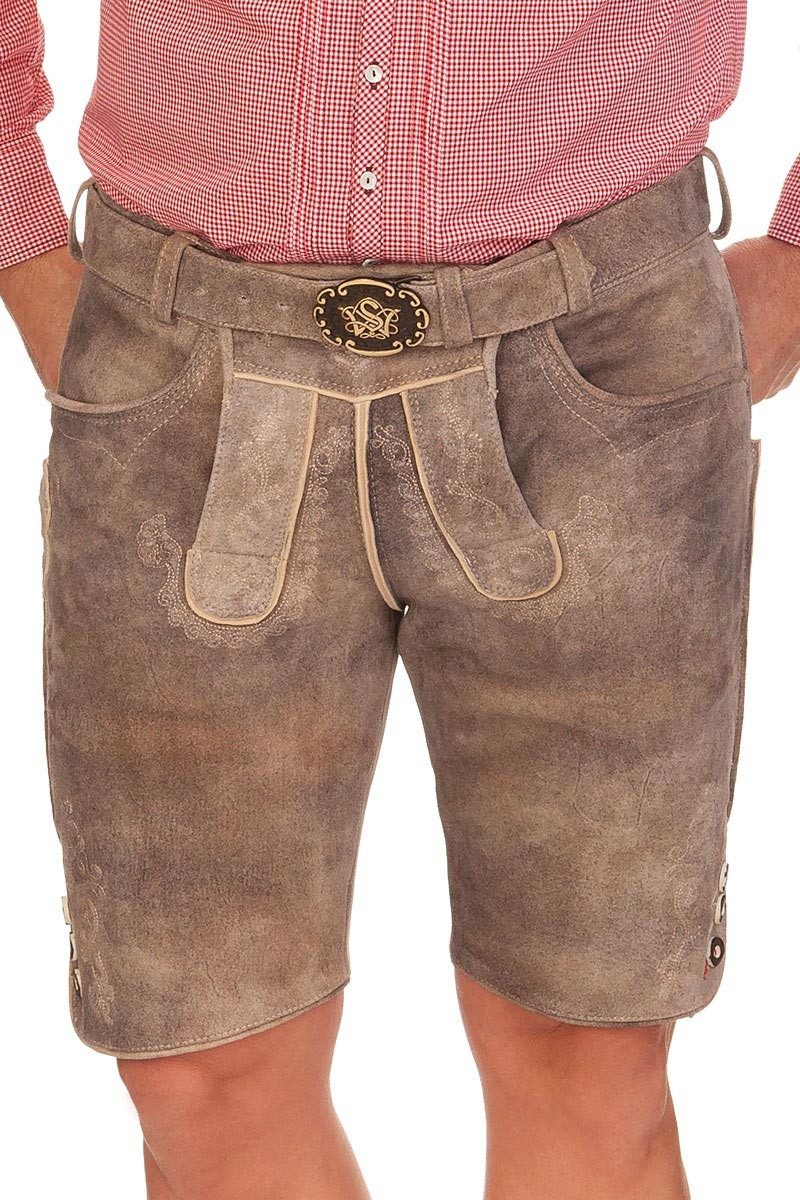 Trachtenlederhose Lederhose Herren kurz - ALEX - stein