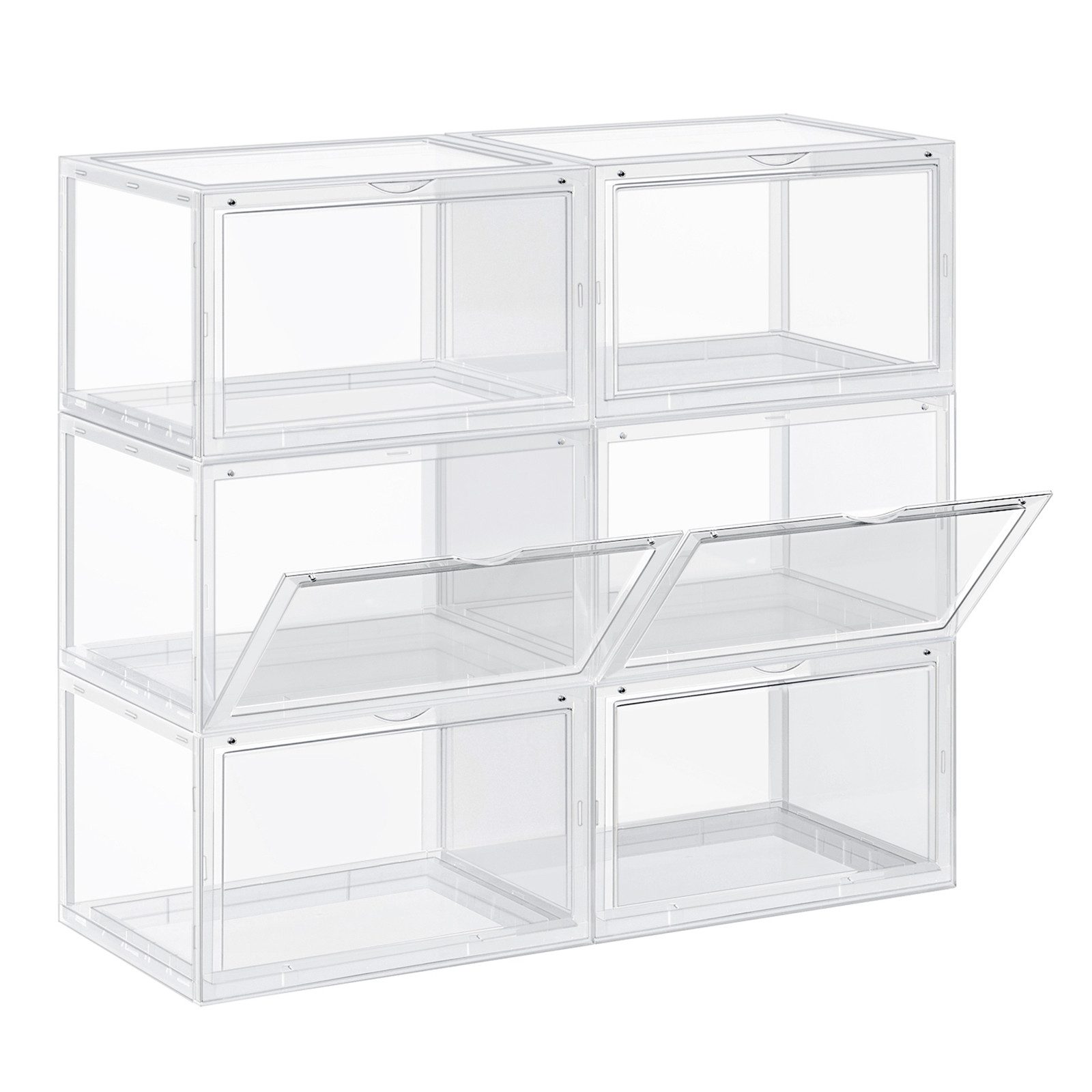 SONGMICS Schuhbox (6 St), 6er Set,stapelbare Schuh-Organizer mit durchsichtiger Tür,bis Размер 46