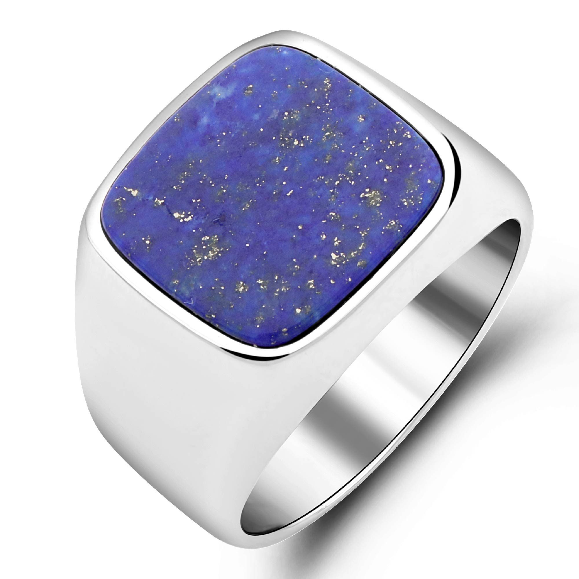Tony Fein Siegelring Lapislazuli Massiv 925 Sterling Silber Gestempelt Hochglanz, mit Lapislazuli Stein