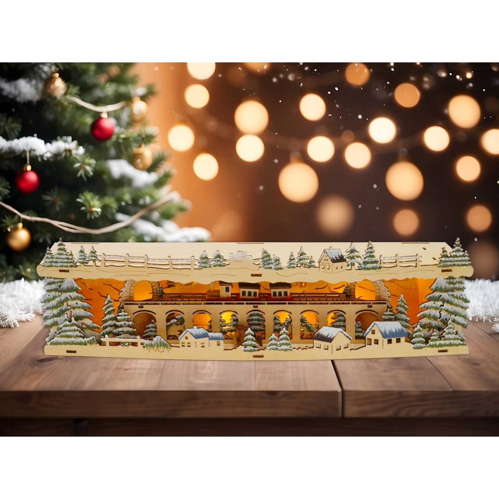 HTI-Living Schwibbogen-Fensterbank Schwibbogenbank beleuchtet mit Eisenbahn günstig online kaufen