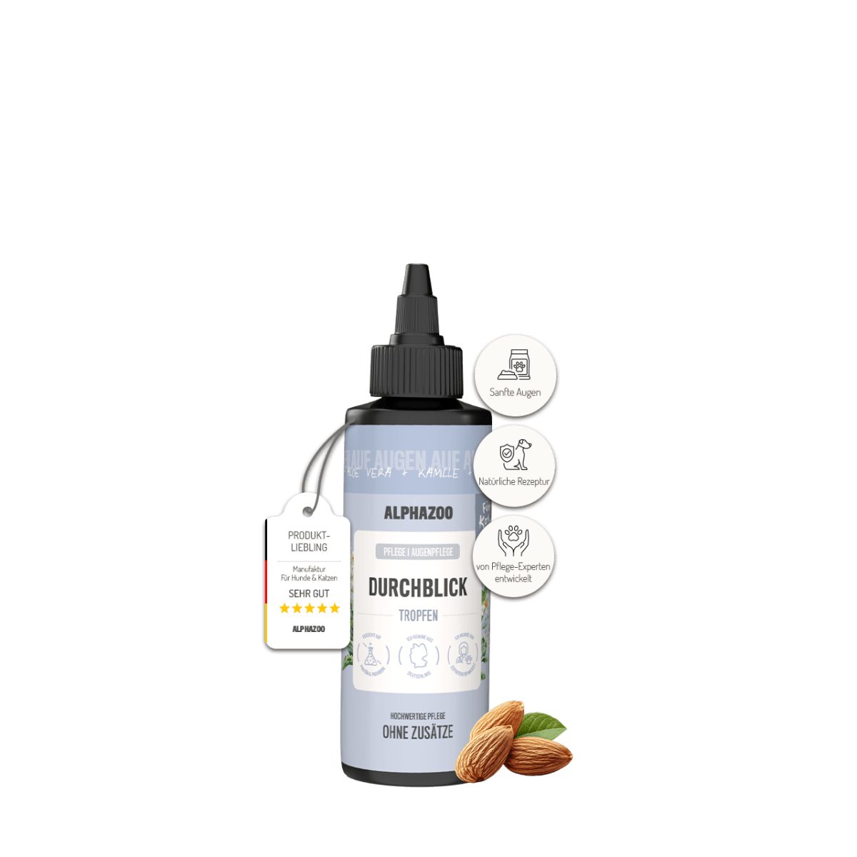 ALPHAZOO Tier-Hautpflegemittel Durchblick Augenpflege für Katzen 100 ml, 100 ml, (1-St., Äußerer Augenreiniger), Sanften Reinigung von Tränenflecken und Schmutz
