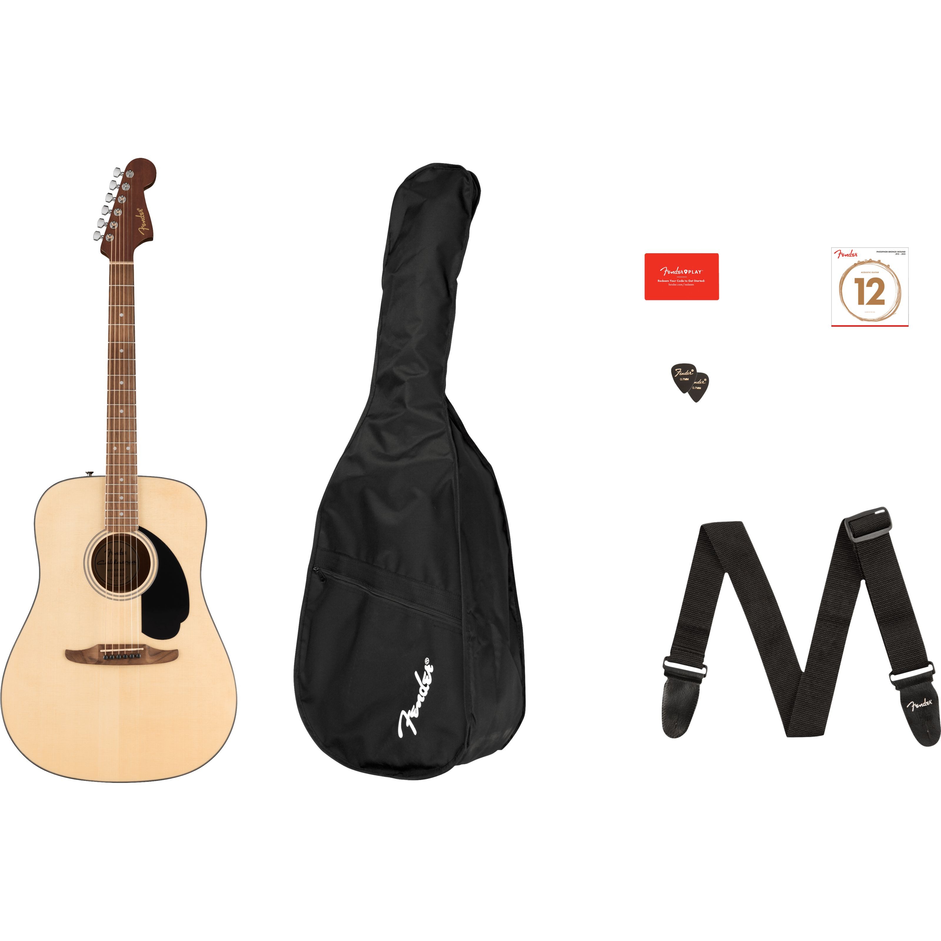 Fender Westerngitarre, Westerngitarren, Westerngitarren-Sets, California Standard Redondo Pack - beginner set acoustic guitar