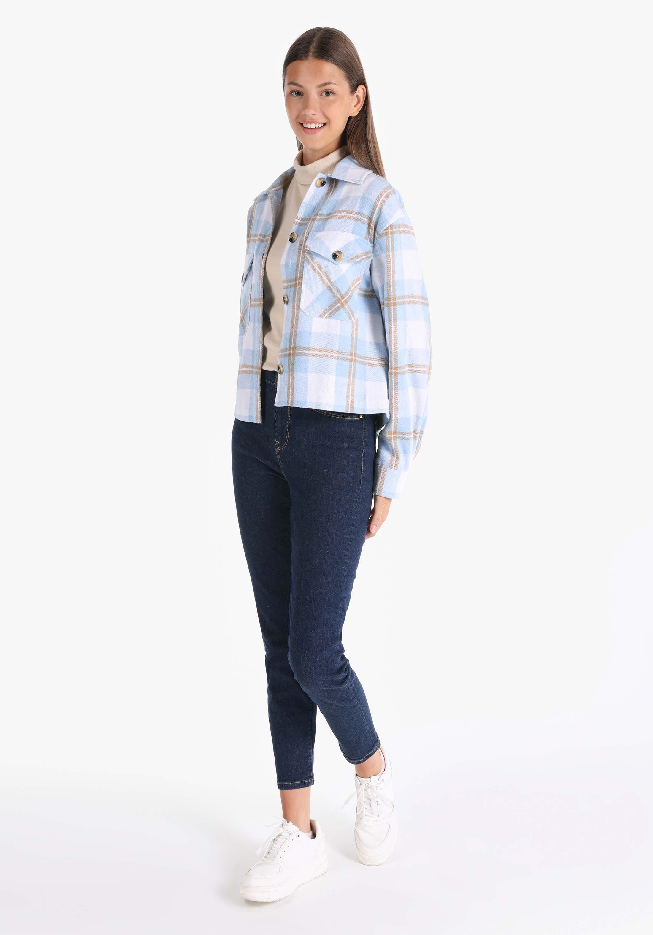 Colins Langarmhemd Colins Regular Fit Shirt Neck Plaid Damen Langarmshirt günstig online kaufen