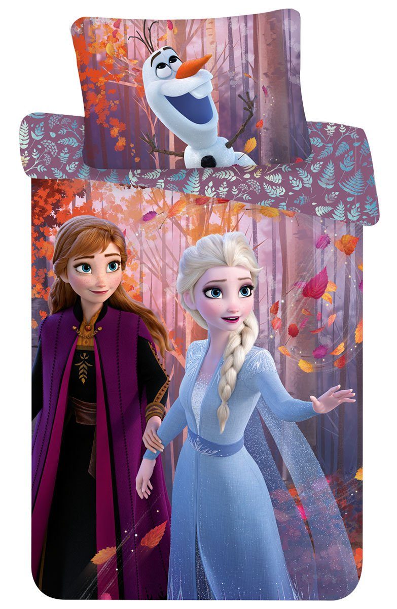 Disney Kinderbettwäsche Bettwäsche Set Disney Frozen 2 Anna und Elsa Leave, Renforcé, 2 teilig