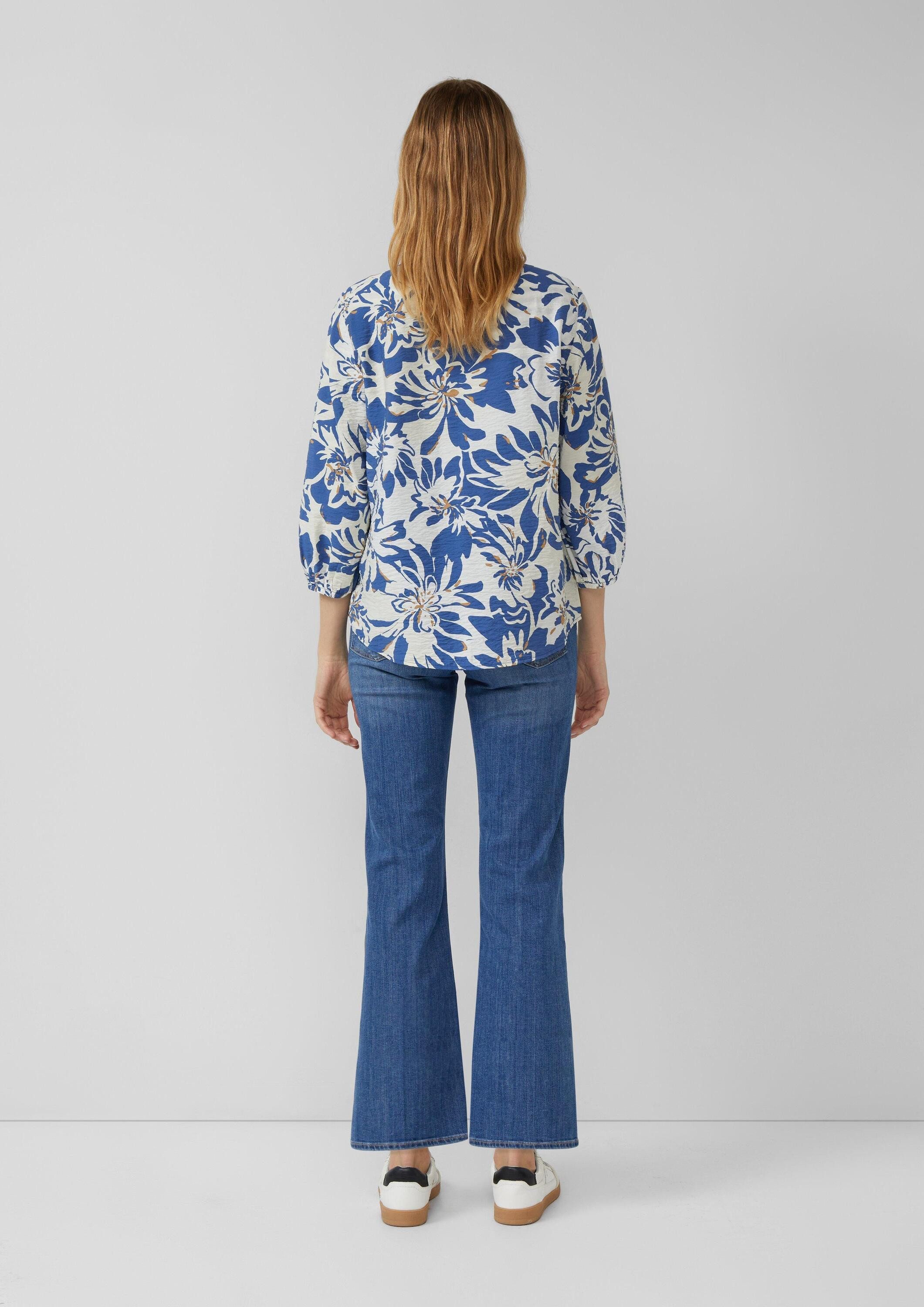 s.Oliver Kurzarmbluse Bluse Viskosemix-Bluse im Relaxed Fit mit Raffung