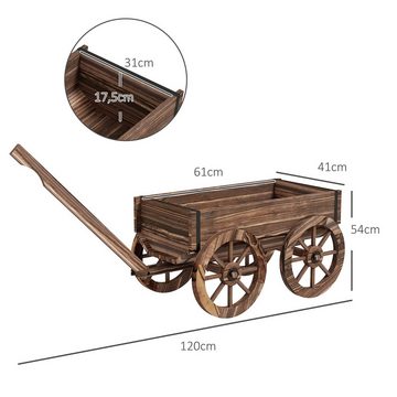 Outsunny Blumenkasten Pflanzenwagen mit Griff (Pflanzenkasten, 1 St., Blumenständer), für Garten, Terrasse, bis 30 kg belastbar, Verkohlt, 120 x 41 x 54 cm