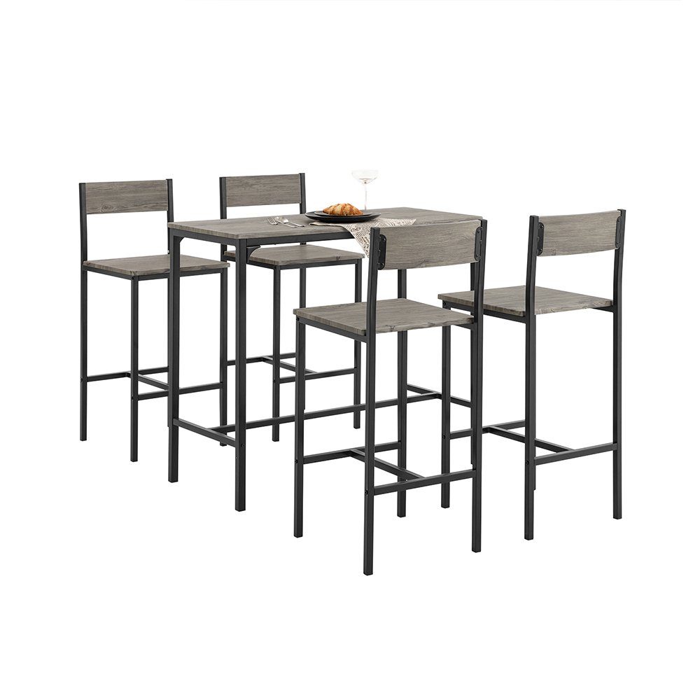 Sitzgruppe natur mit 5-teilig 4 Esstisch Bartisch Bartisch OGT14, SoBuy Hockern Bistrotisch Set