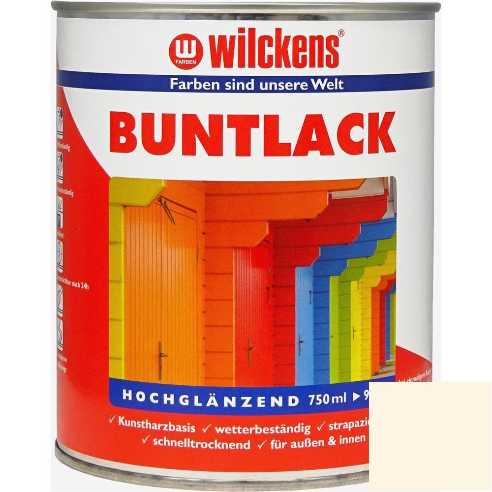 Wilckens Farben Kunstharzlack Buntlack Lack, hochglänzend, Cremeweiß RAL 9001, 750 ml