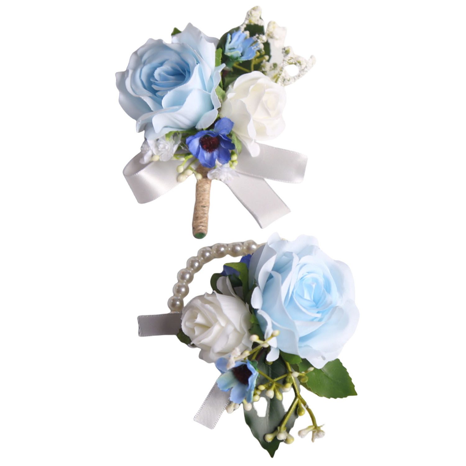 Refttenw Ansteckblüte Hochzeitsarmband-und Boutonniere-Sets,Partydekorationen,Zubehör