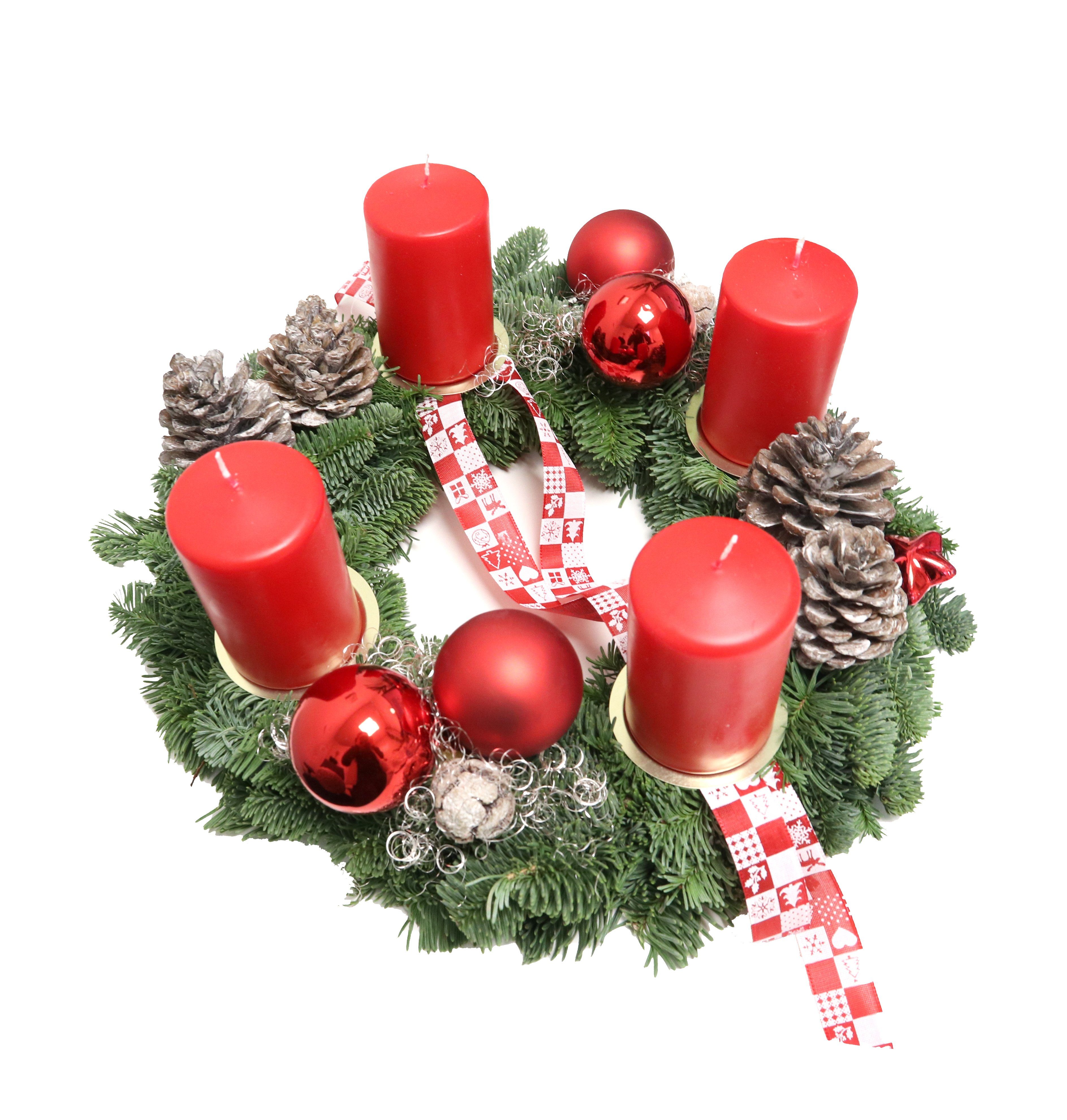 Gestecke Adventskranz Kranz deko Adventsgesteck Weihnachtsdeko 724,  PassionMade, Mit frische Tannenzweigen aus Deutschland hergestellt
