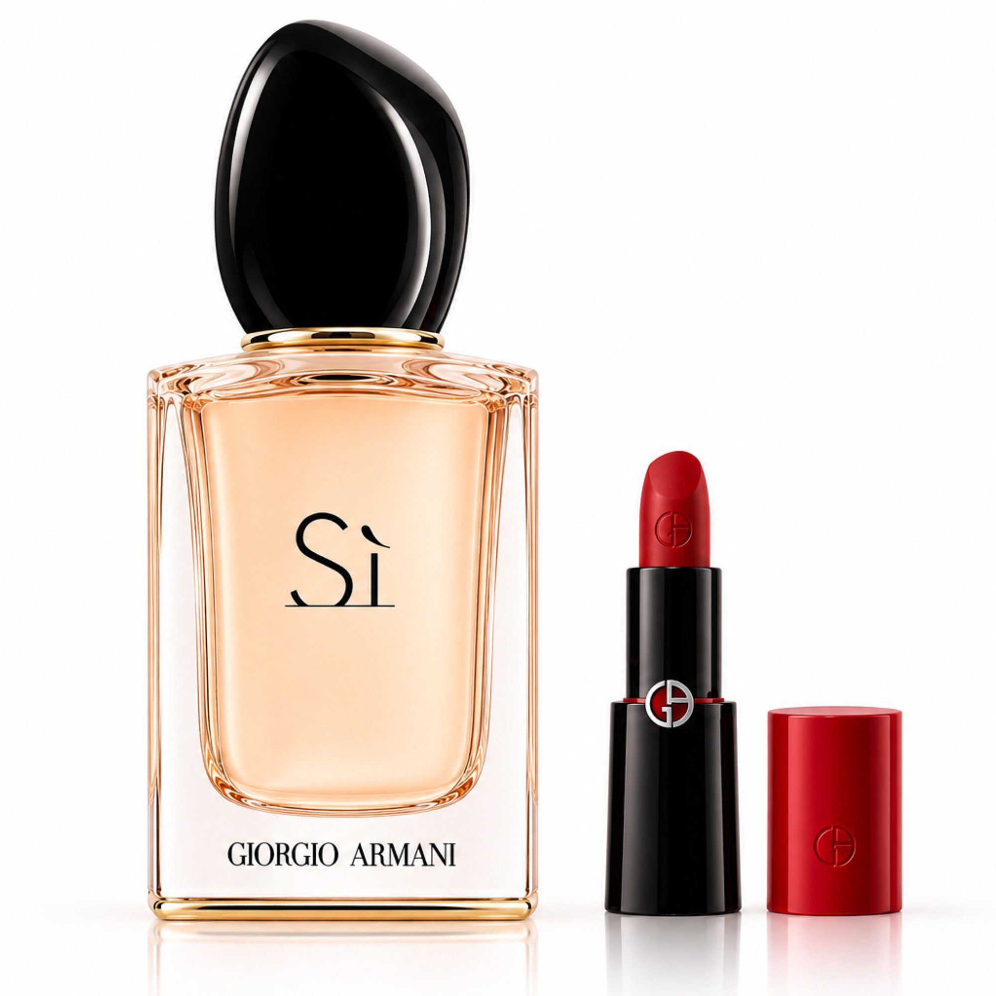 Giorgio Armani Duft-Set Sì EdP 100 ml inkl. Rouge d'Armani Matte 400 Lippenstift 1,4 g, 2-tlg., Exklusives Beauty-Duo aus Duft & Make-up