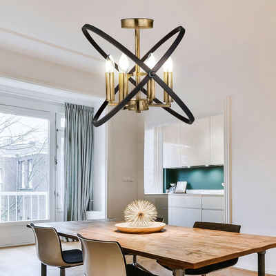 etc-shop Kronleuchter, Design Kronleuchter Decken Lampe bronze braun Wohn Zimmer Ring Leuchte verstellbar 8244-4BZ