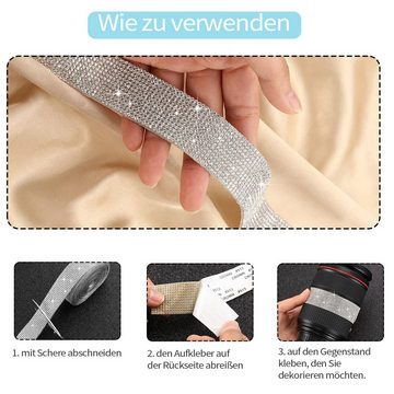 Daisred Klebeband 4 Rollen Selbstklebende Glänzendes Kristallband Diamant DIY Dekoration (4-St)
