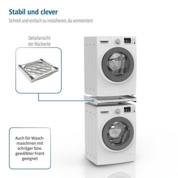 Xavax Zwischenbaurahmen für Waschmaschinen und Trockner mit Zurrgurt, Ablage, Traglast Platte: 10 kg