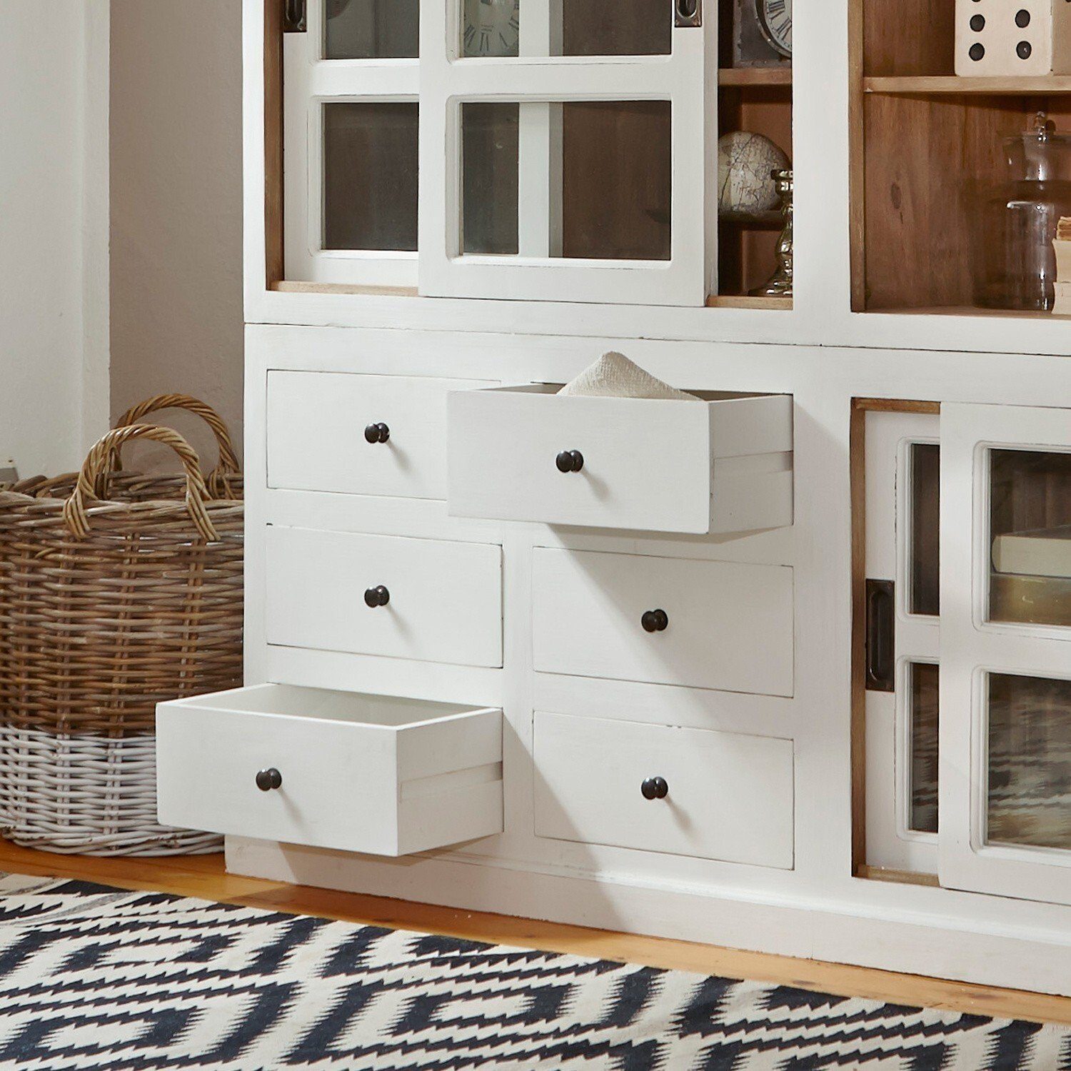 Mirabeau Buffet Schrank Dubberly antikweiß/antikbraun