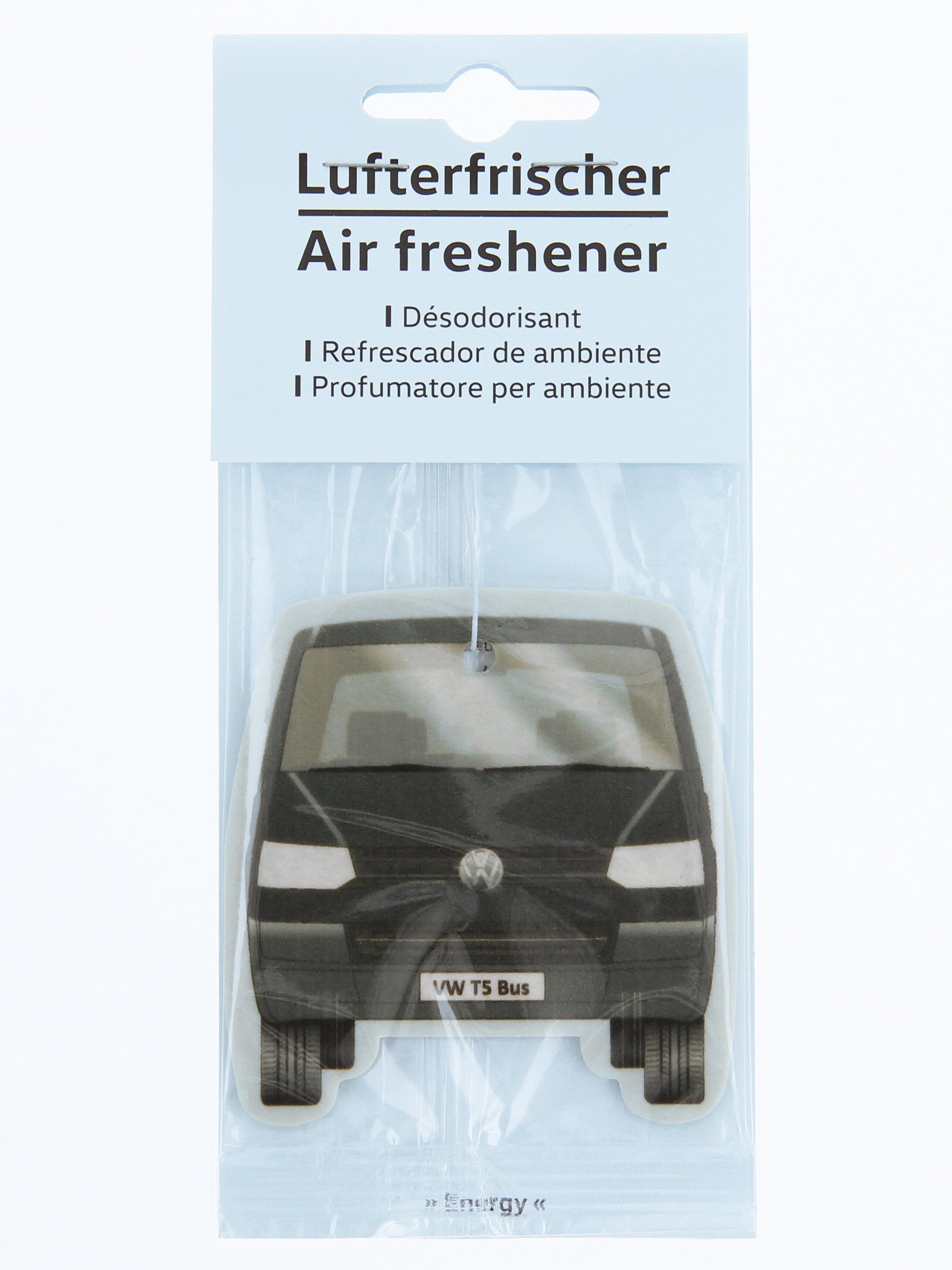 VW Collection by BRISA Raumduft Volkswagen Lufterfrischer fürs Auto (einzeln oder im Set, 1-St., T5 Bulli Bus), Duftbaum im schwarzen T5 Bus Design, Energy Geruch