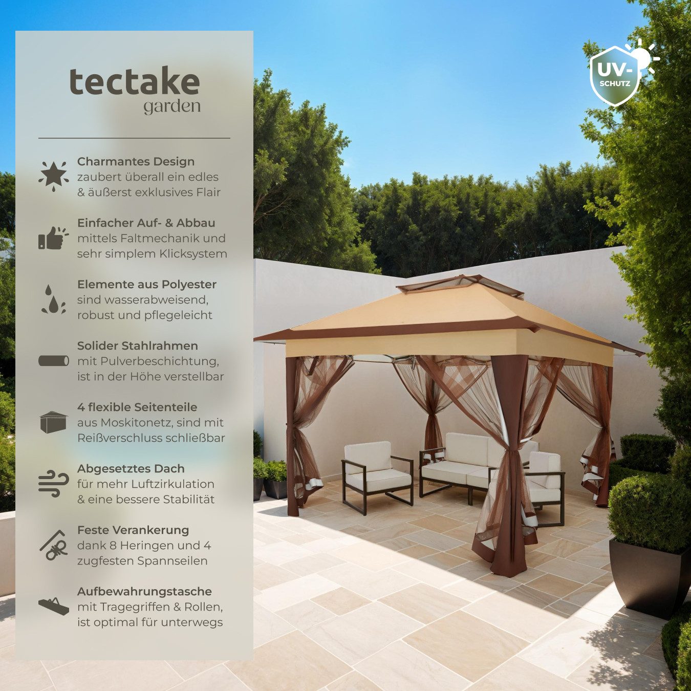 tectake Pavillon Faltpavillon, mit 4 Seitenteilen, günstig online kaufen