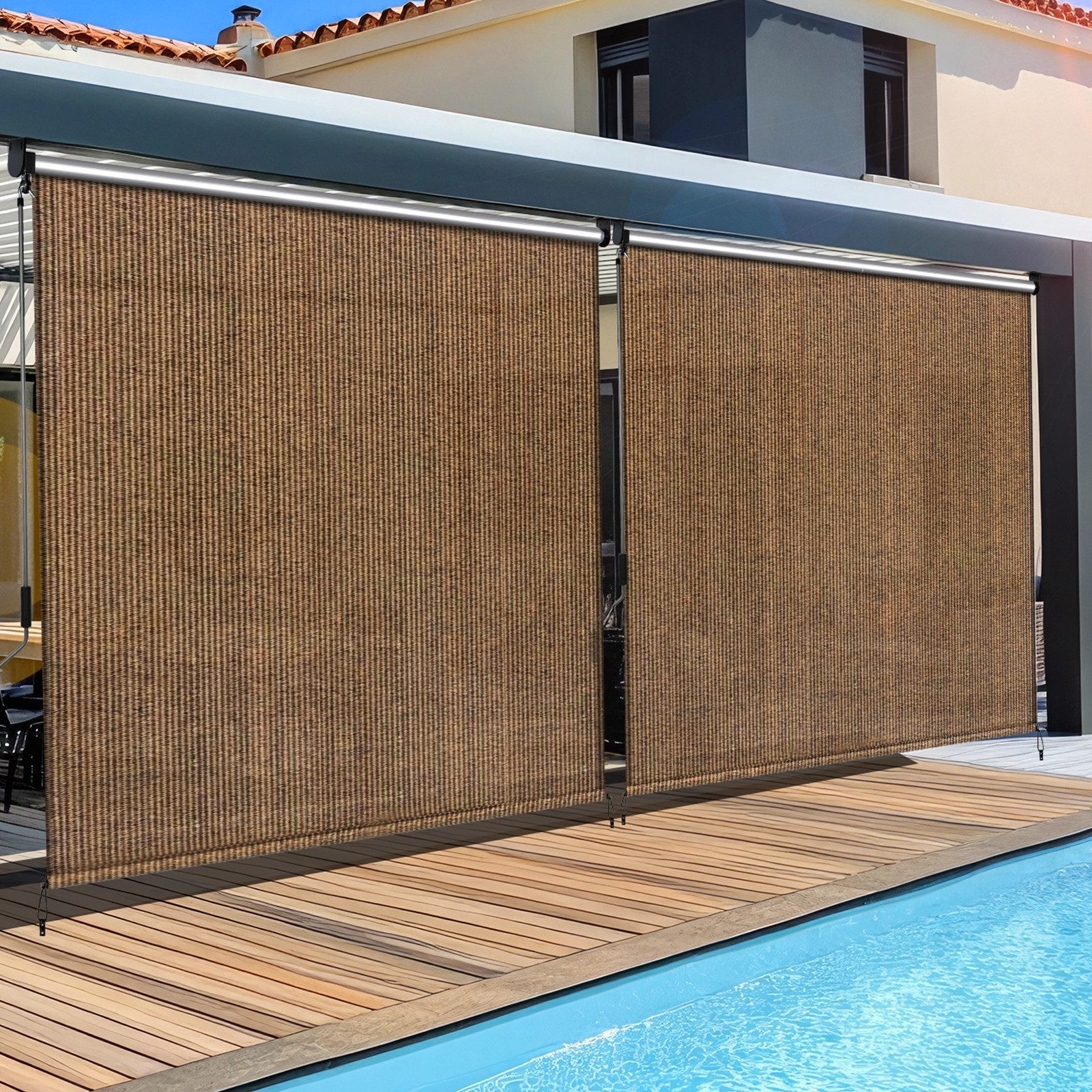 TLGREEN Senkrechtmarkise Vertikalmarkise,HDPE-Schattentuch (für Terrassenpergola,Balkonmarkise, 1-St., Aluminiumrohr mit kabelloser Kurbelbedienung) für Balkon,errasse,Garten,Veranda