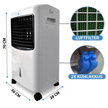 JUNG Ventilatorkombigerät DAY mobiles Klimagerät ohne Abluftschlauch, Wasserkühlung, Fernbedie, Aircooler, Timer Aircondition 60W Luftkühler leise Ventilator Kühler