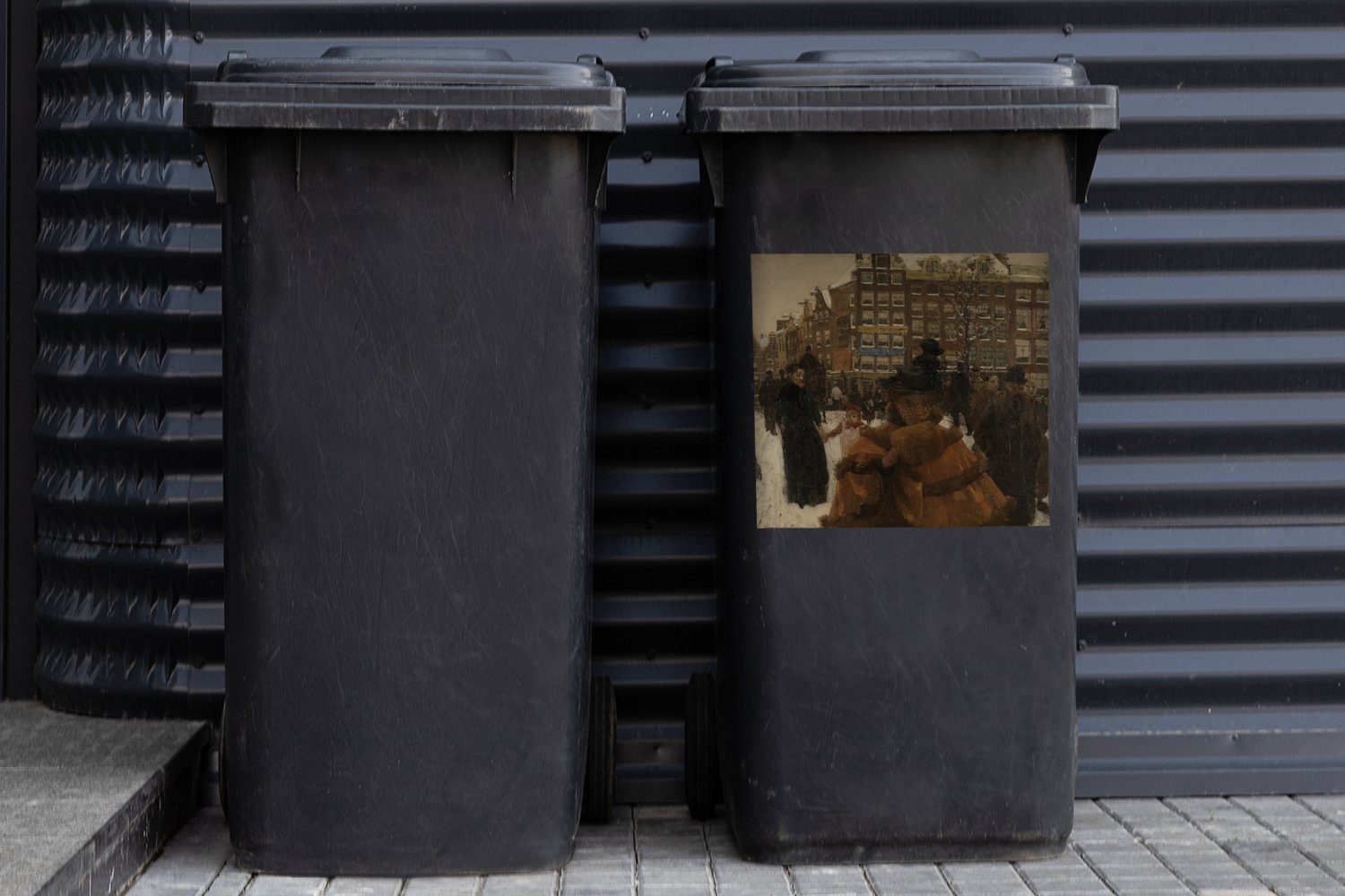 von (1 Mülleimer-aufkleber, Gemälde Wandsticker Container, Sticker, - Paleisstraat in Amsterdam Abfalbehälter Die MuchoWow Mülltonne, der in Singelbrücke George St),