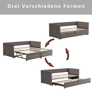 REDOM Bett Polsterbett Ausziehbares Schlafsofa Multifunktionsbett 90/180*200 cm (mit Lattenrosten, aus hautfreundlichem Samtstoff), Ohne Matratze