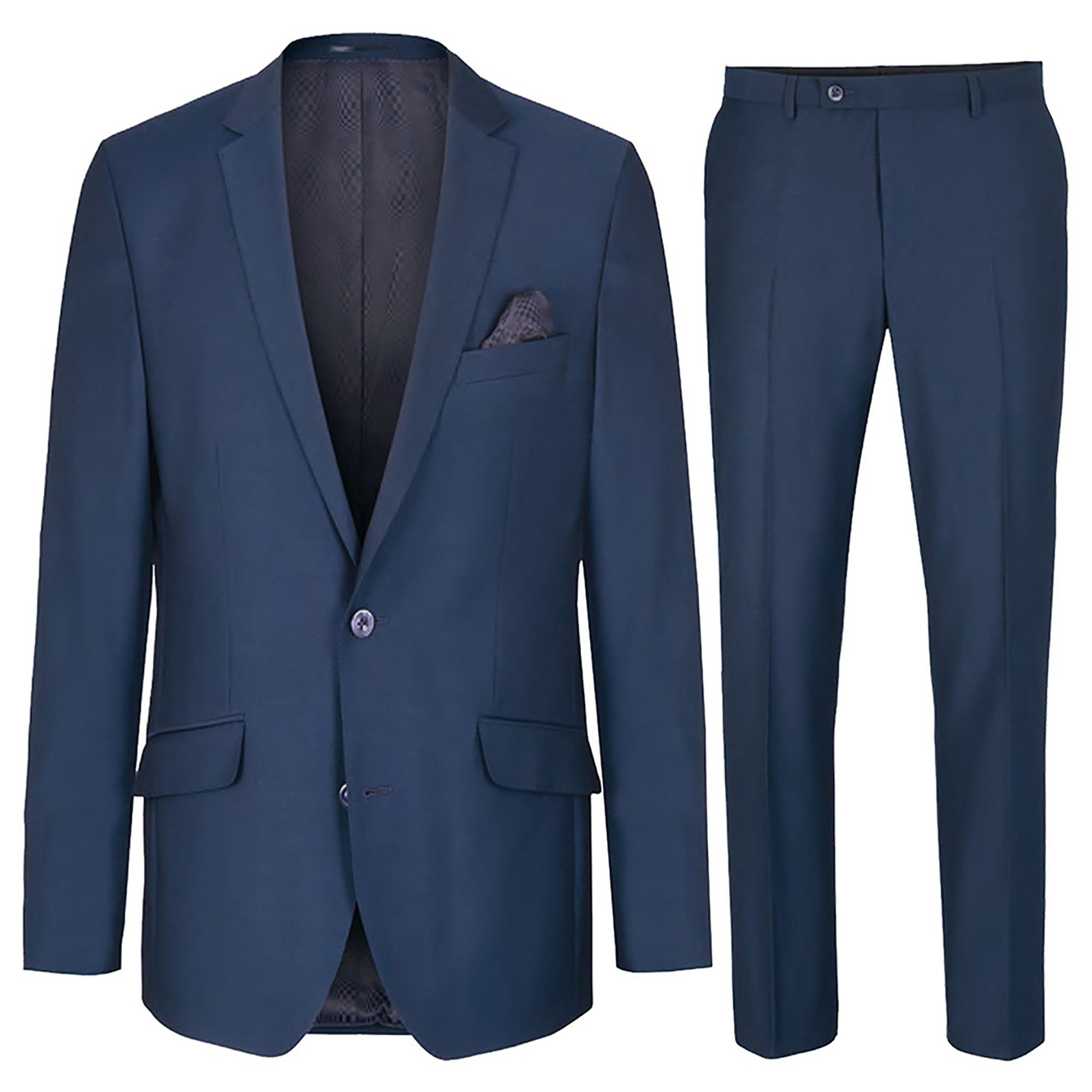 Paul Malone Anzug Herrenanzug modern Businessanzug regular fit (Set, 2-tlg., Sakko mit Hose) AMF-Naht blau HA28 Gr. 48