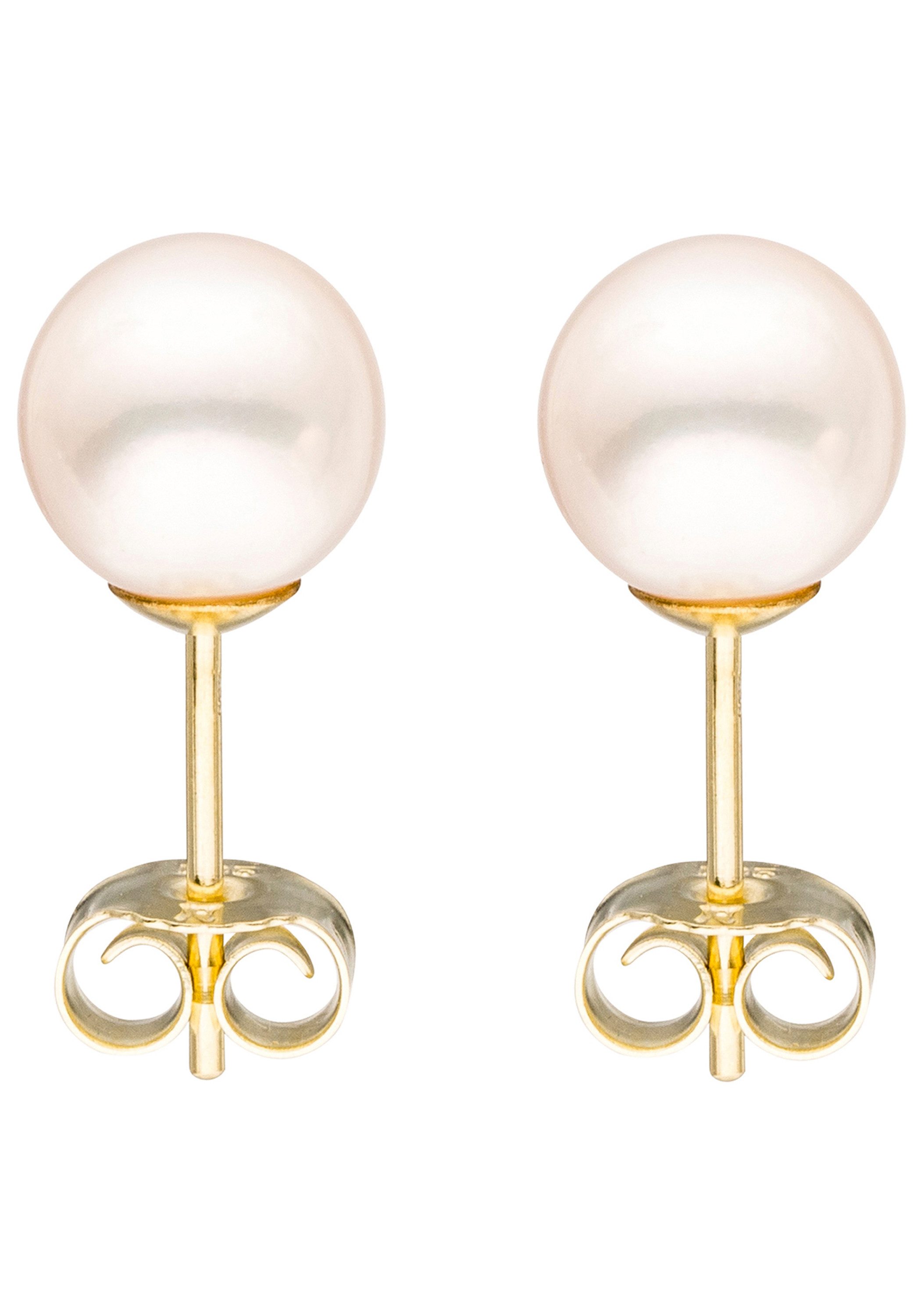 JOBO Paar Ohrstecker, 333 Gold mit Süßwasser-Zuchtperlen 7,5 mm