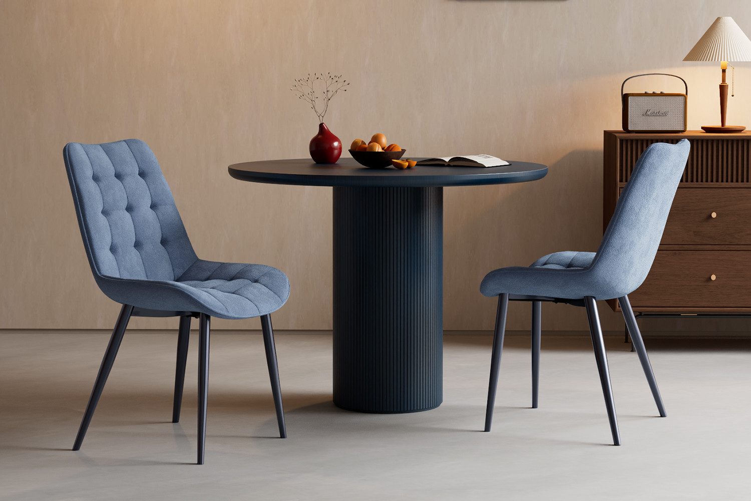 HOMAVO Esszimmerstuhl Stuhlset – Polsterstühle, Samt oder Webstoff, Metall-Füße (Nach EN 12520 geprüft, 2 St), mit Ergonomischer Rückenlehne und Metallbeinen