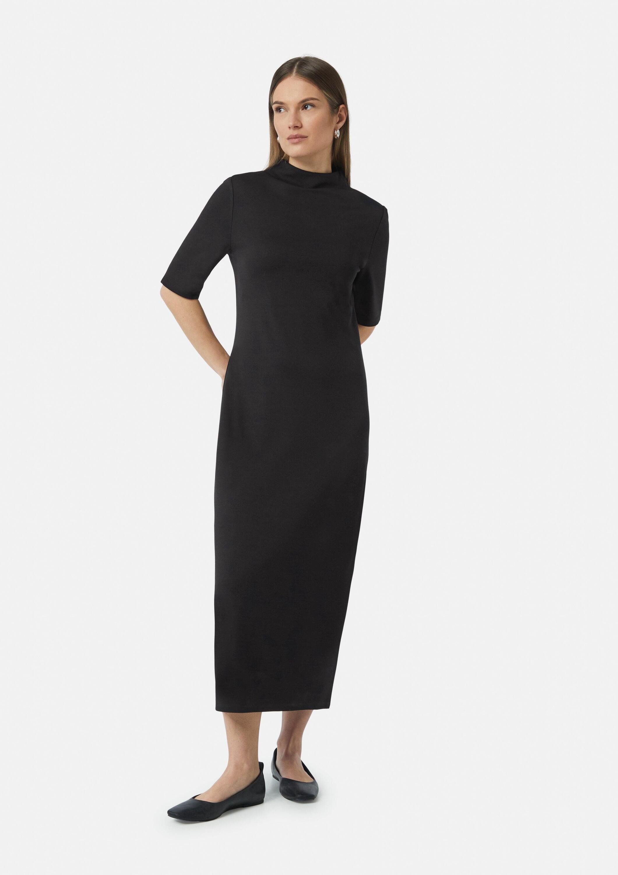 comma Maxikleid Kleid Kleid aus Interlockjersey mit Stehkragen