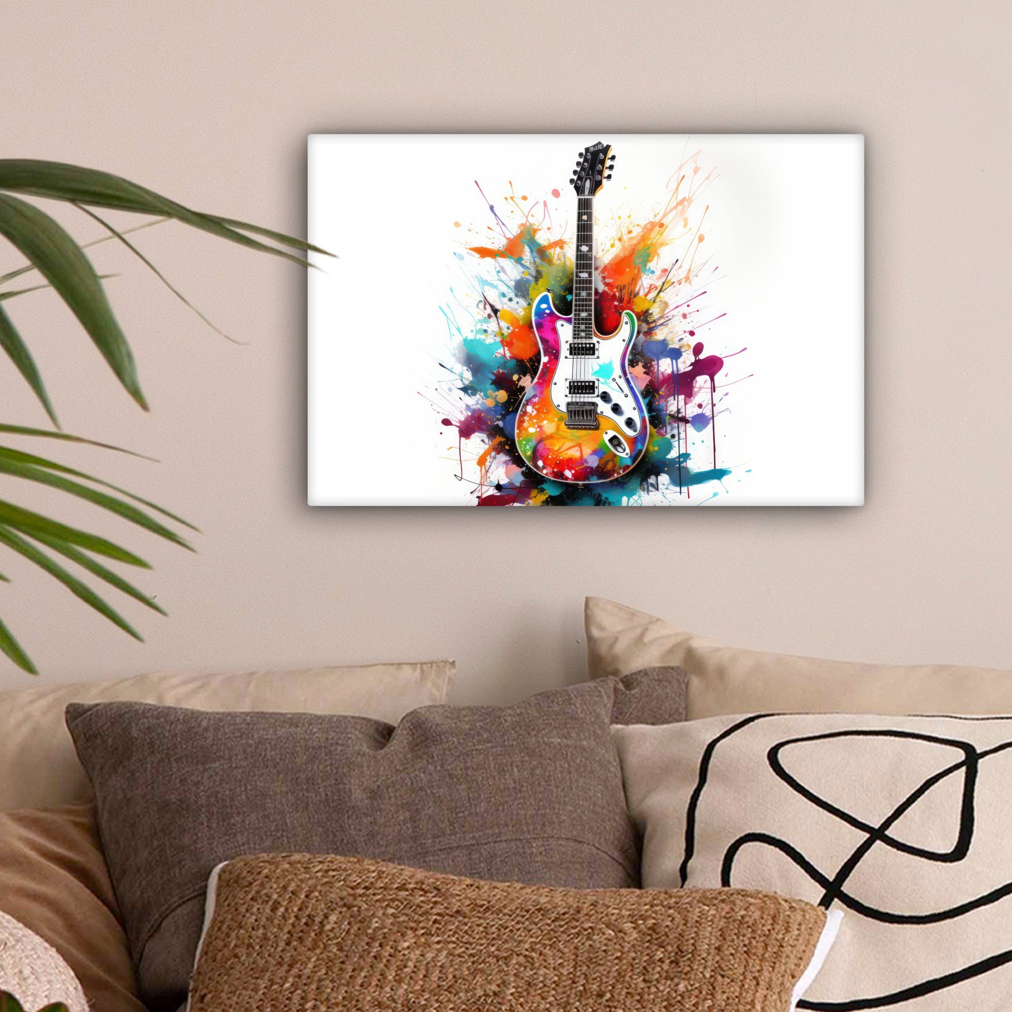 OneMillionCanvasses® Leinwandbild Gitarre - Graffiti - günstig online kaufen