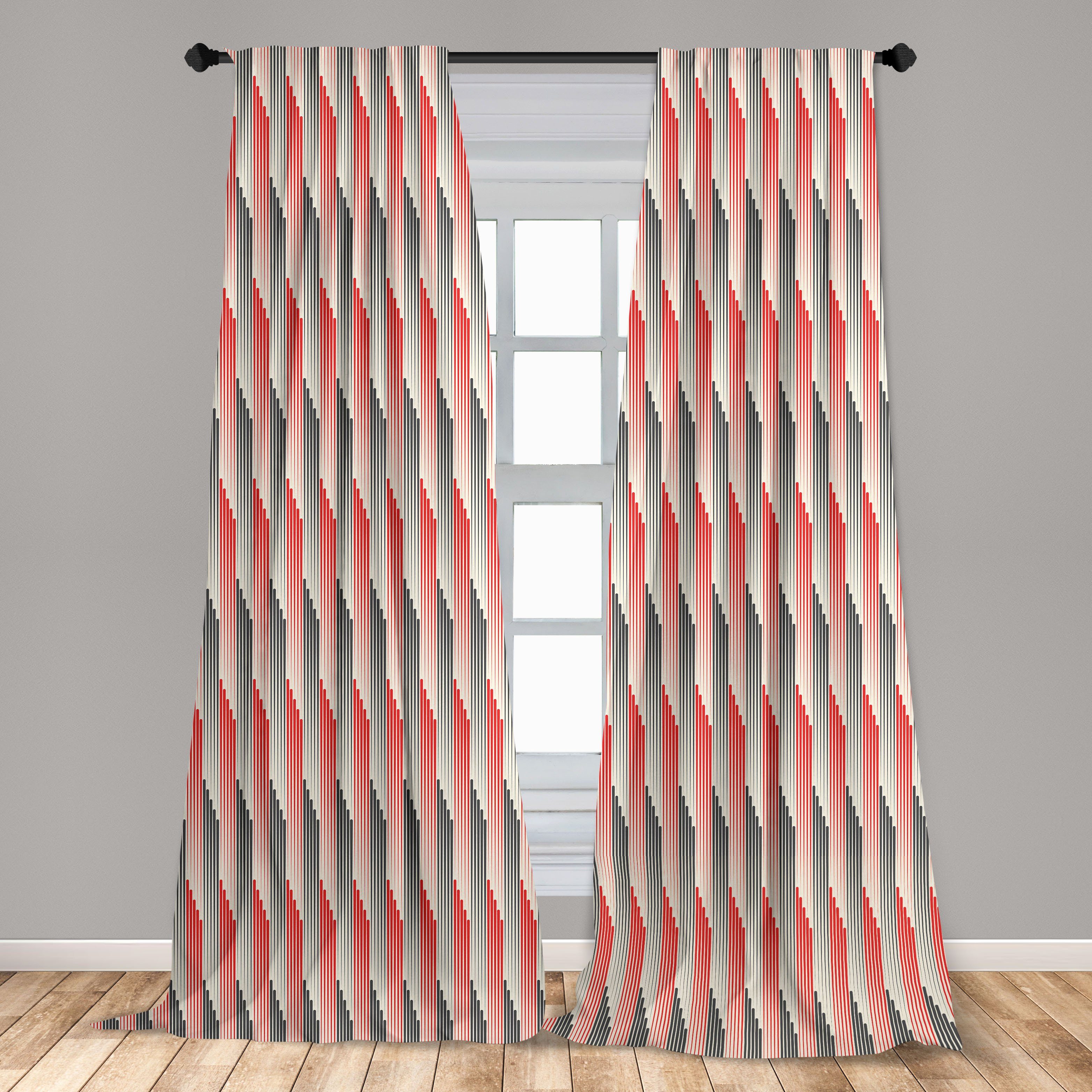 Retro Schlafzimmer Bicolor für Striped Gardine Wohnzimmer Abstrakt Dekor, Microfaser, Abakuhaus, Vorhang