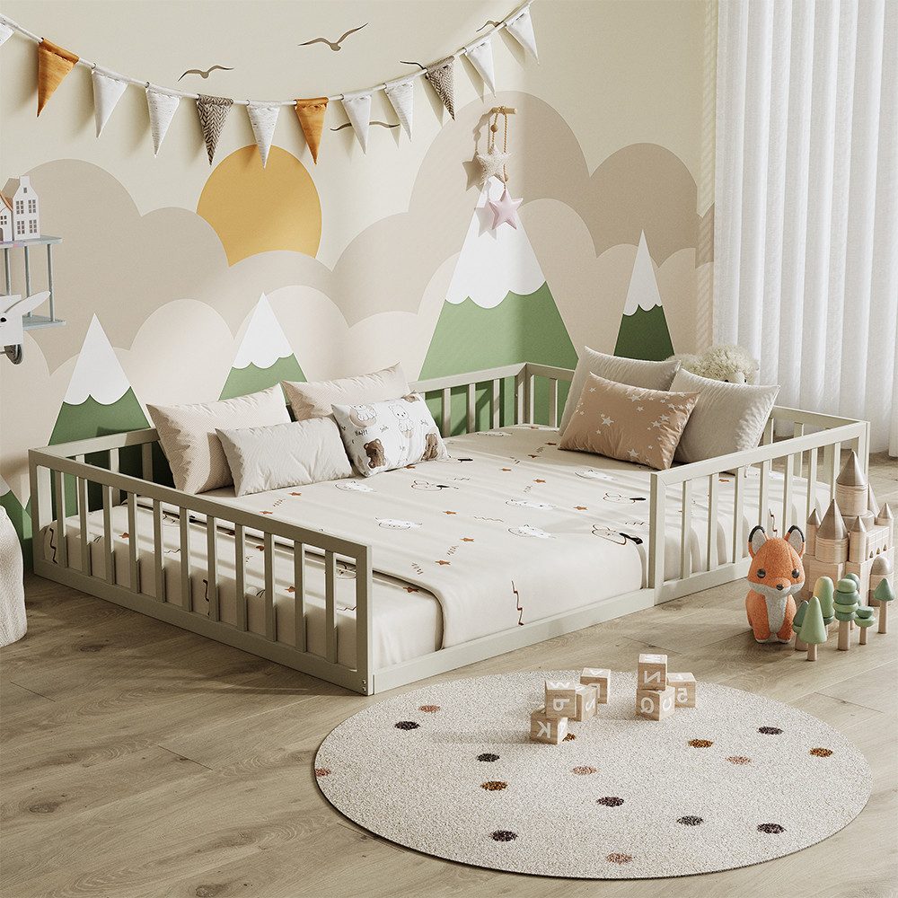 VitaliSpa® Kinderbett Minno, Greige, 205 x 145 cm ohne Matratze (1-tlg)
