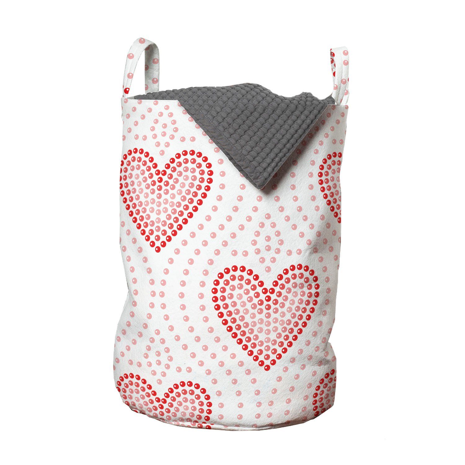 Abakuhaus Wäschesäckchen Wäschekorb mit Griffen Kordelzugverschluss für Waschsalons, Pearls Gepunktete Herz-Muster