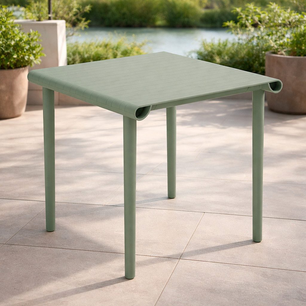 JVmoebel Gartentisch Edler quadratischer Tisch aus grünem Kunststoff